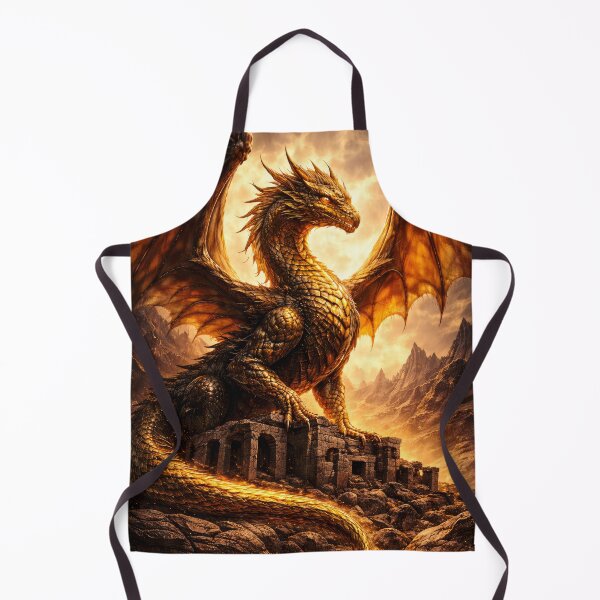 Item preview, Golden Dragon – Ancient Guardian, Legendary Beast, Majestic Fantasy Creature designed and sold by DrakariArt.