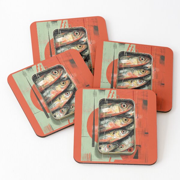 Item preview, Sardines Tin Art – Retro Abstract Fish Illustration designed and sold by dharanna.
