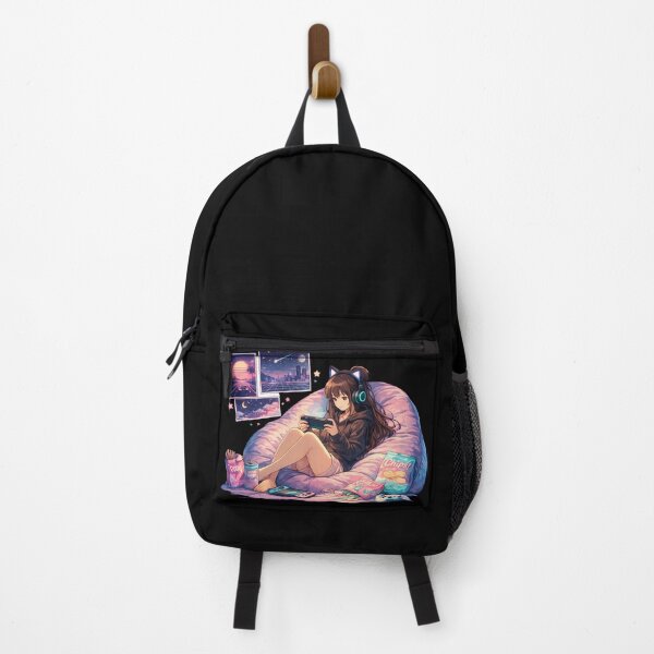 Item preview, Lo Fi Girl Gaming Anime Aesthetic Cozy Gamer Girl Vaporwave Anime Cat Headphones Illustration designed and sold by Art-Selling.