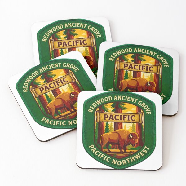 Item preview, Redwood Ancient Grove Pacific Northwest Bison Vintage National Park Patch designed and sold by MT-Hub | Cute Aesthetic Art, Stickers & Phone Cases.