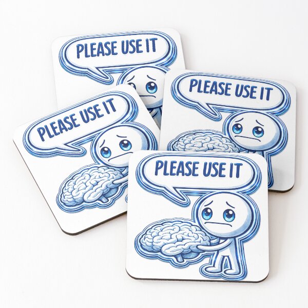 Item preview, “Please Use It Sticker – Metallic Blue 3D Cartoon Brain Reminder Design” designed and sold by Sticker Art Shop.