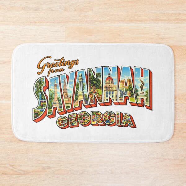 Item preview, Greetings From Savannah Georgia Vintage Postcard Style Travel Poster Featuring Historic Landmarks designed and sold by portokalis.