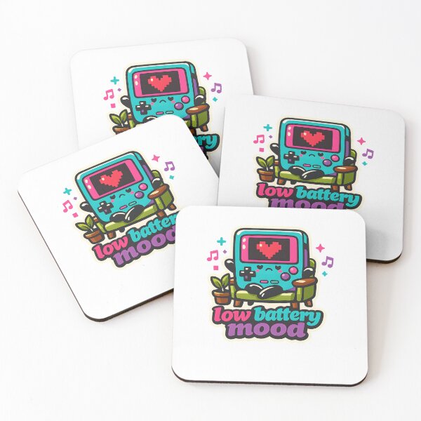 Item preview, Low Battery Mood – Kawaii Retro Gamer Girl Aesthetic Sticker designed and sold by Naviora.