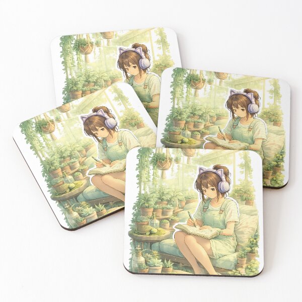 Item preview, Lo Fi Girl Plant Greenhouse Anime Aesthetic Cozy Plant Lover Girl Gardening Anime Illustration designed and sold by Art-Selling.