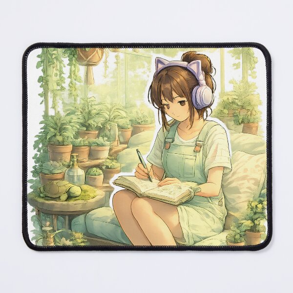 Item preview, Lo Fi Girl Plant Greenhouse Anime Aesthetic Cozy Plant Lover Girl Gardening Anime Illustration designed and sold by Art-Selling.