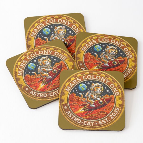 Item preview, Astro-Cat Mars Colony One Space Explorer Rocket Riding Retro Patch designed and sold by MT-Hub | Cute Aesthetic Art, Stickers & Phone Cases.