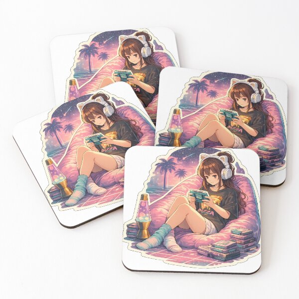 Item preview, Lo Fi Girl Retro Gaming Anime Aesthetic Vaporwave Gamer Girl Cozy 90s Anime Sticker designed and sold by Art-Selling.