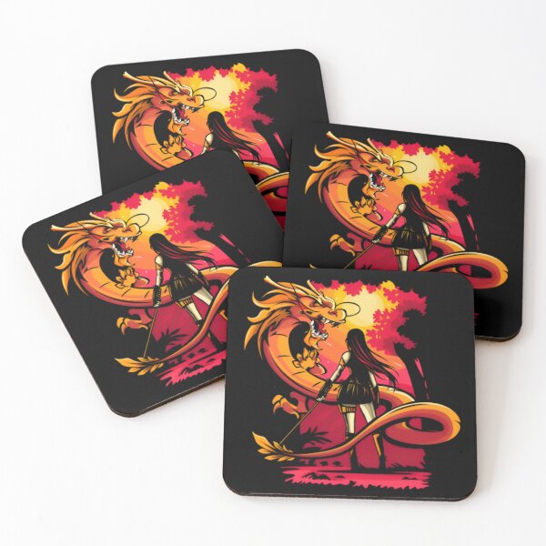 Item preview, Dragon and Warrior in Fiery Sunset designed and sold by Rangmanch.