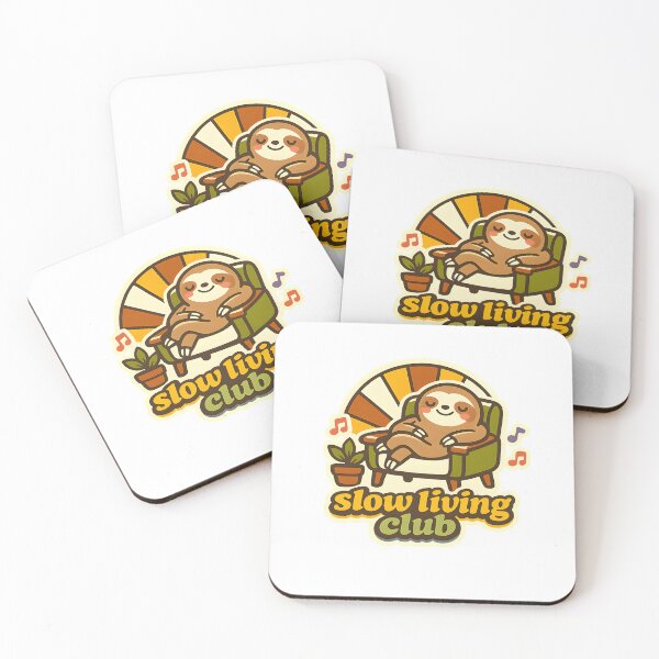 Item preview, Slow Living Club – Relaxing Sloth Retro 70s Aesthetic Sticker designed and sold by Naviora.