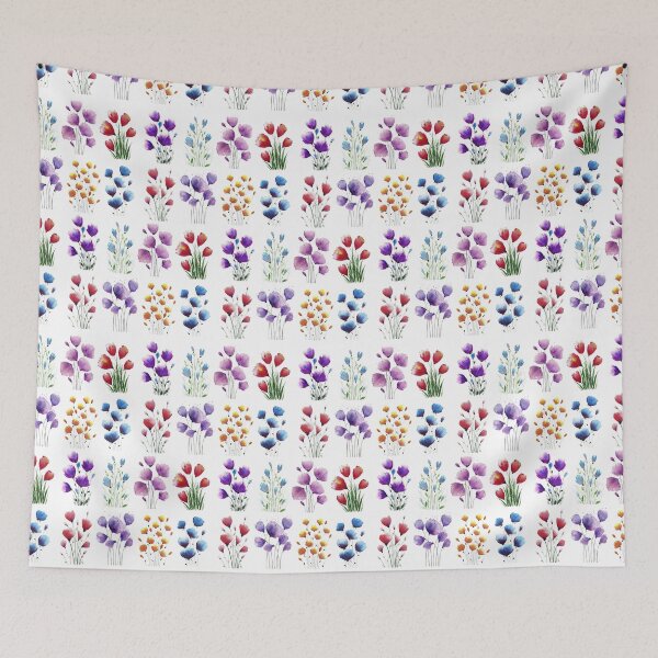 Item preview, Patten with bouquets of flowers White background designed and sold by VitSArt.