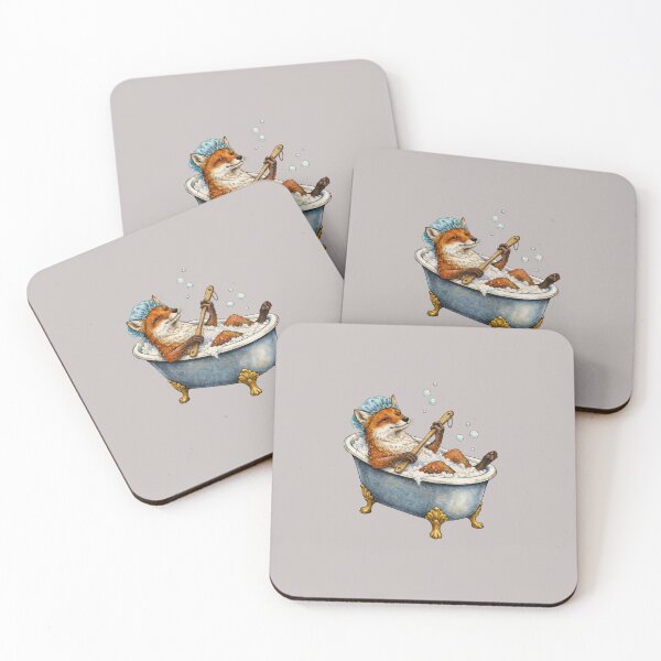 Artikelvorschau, Lustiges Design: Entspannender Fuchs in der Badewanne, niedliche Tier-Spa-Illustration entworfen und verkauft von Right-UR.