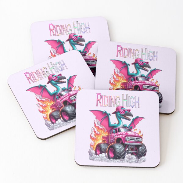 Item preview, Dinosaur flying high on a monster truck designed and sold by LoneAngel.