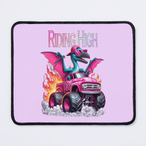 Item preview, Dinosaur flying high on a monster truck designed and sold by LoneAngel.