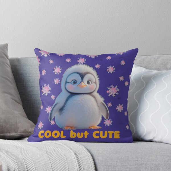 Item preview, Copy of Cool but Cute – Adorable Fluffy Penguin & Pink Snowflakes designed and sold by Madhav Creations Studio.