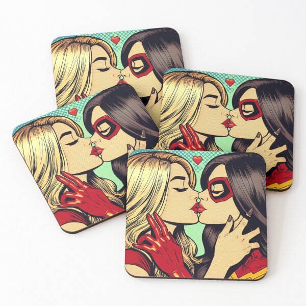 Item preview, Superheroines kissing designed and sold by FairyNoah.