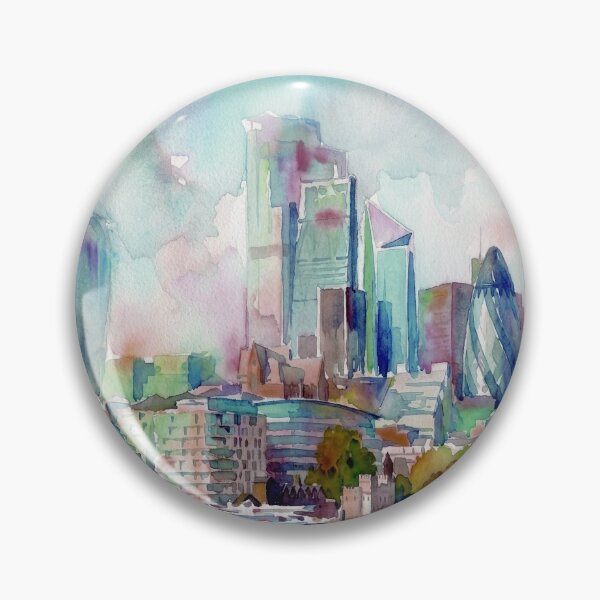 Item preview, London City Skyline Watercolor Panorama designed and sold by caracatita75.