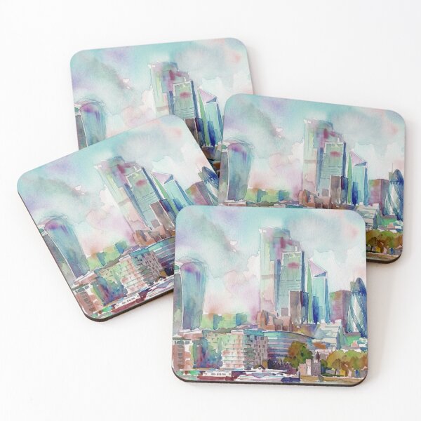 Item preview, London City Skyline Watercolor Panorama designed and sold by caracatita75.
