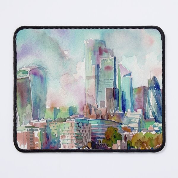 Item preview, London City Skyline Watercolor Panorama designed and sold by caracatita75.
