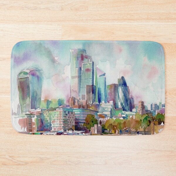 Item preview, London City Skyline Watercolor Panorama designed and sold by caracatita75.