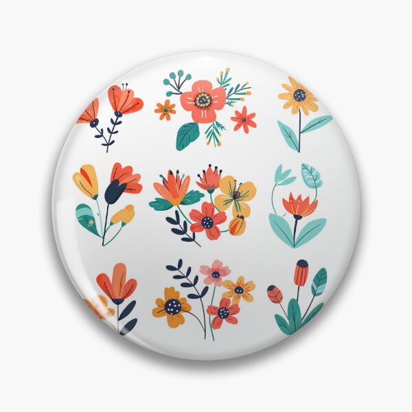 Artikelvorschau, Farbenfrohes Set mit floralen Elementen im Stil der Volkskunst – Lebendige botanische Sticker-Kollektion entworfen und verkauft von DesignArtist.ia.