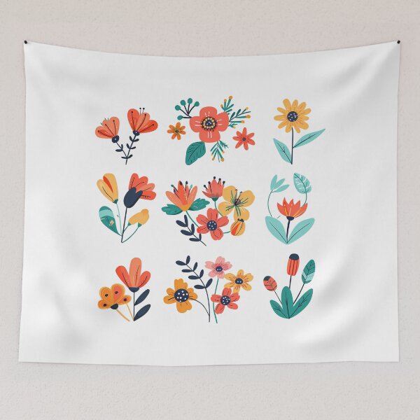 Item preview, Colorful Folk Art Floral Elements Set - Vibrant Botanical Sticker Collection designed and sold by DesignArtist.ia.