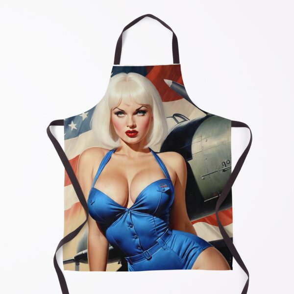 Item preview, Platinum Blonde WWII Pin-Up Girl - Vintage Aviation Nose Art & American Flag designed and sold by MissSaylor.