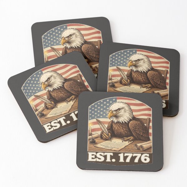 Item preview, Patriotic Bald Eagle Founding Father Writing Declaration EST 1776 designed and sold by JVDesignsShop.