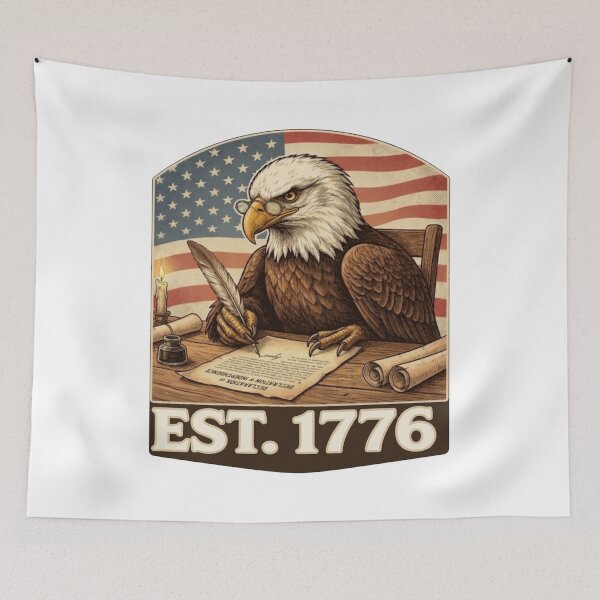 Item preview, Patriotic Bald Eagle Founding Father Writing Declaration EST 1776 designed and sold by JVDesignsShop.