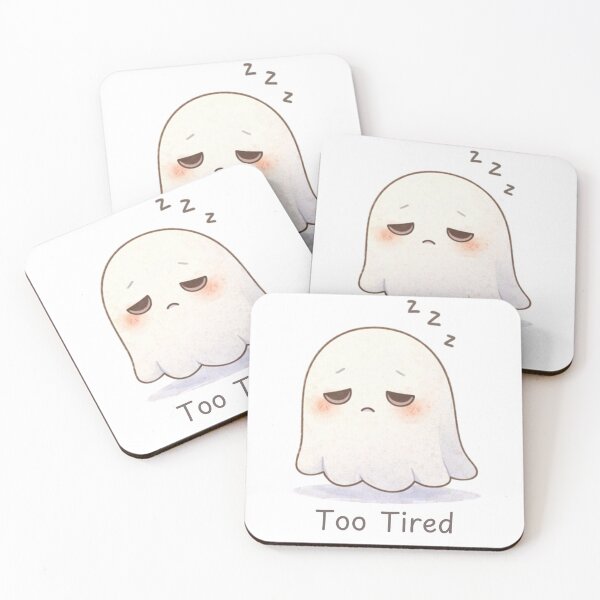 Item preview, Too Tired Ghost | Cute Kawaii Aesthetic | Low Energy Mood Design designed and sold by The Mood Index.