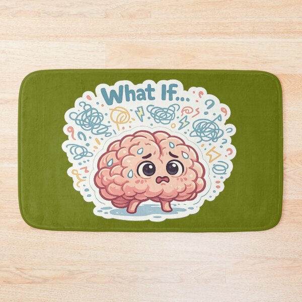 Item preview, Cute Overthinking Brain "What If" Mental Health Sticker designed and sold by irfanshikh.