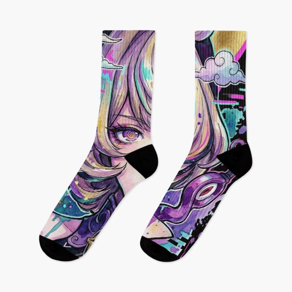 Item preview, Yidhari ZZZ Blonde Swirly Hair Purple Tentacles Vaporwave Neon designed and sold by Senpaiwaves.