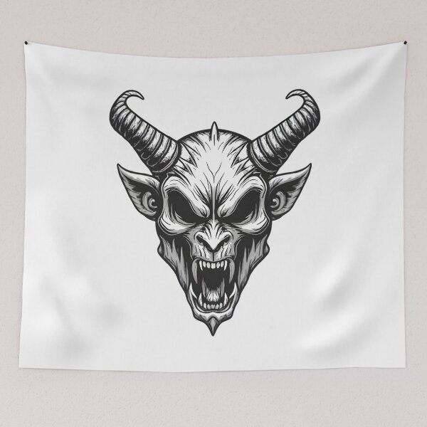 Item preview, Demonic Goat Skull – Dark Gothic Horned Beast Illustration designed and sold by Kavya Art.