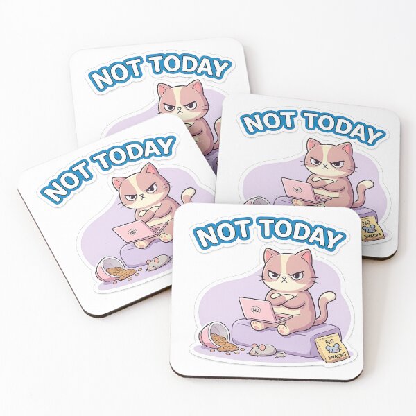 Item preview, Angry Kawaii Cat - Not Today Sassy Anti-Social Humor designed and sold by irfanshikh.