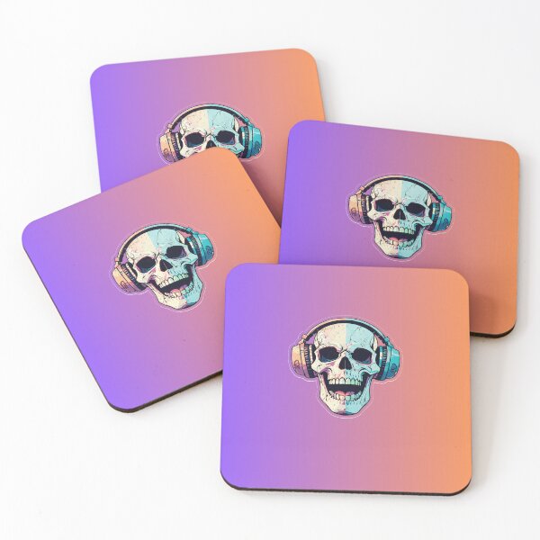 Item preview, Colorful Skull Headphones Sticker | Neon Grunge Music Skull | Aesthetic DJ Skull Art designed and sold by ClickToSticker.