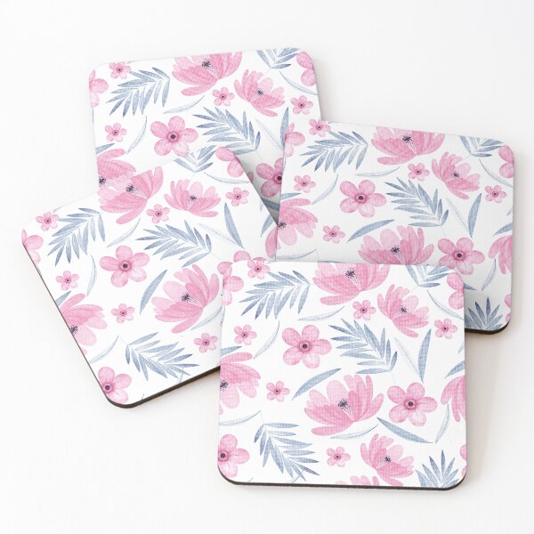 Item preview, soft dreamy pink flora watercolor pattern designed and sold by DreamyLayer.