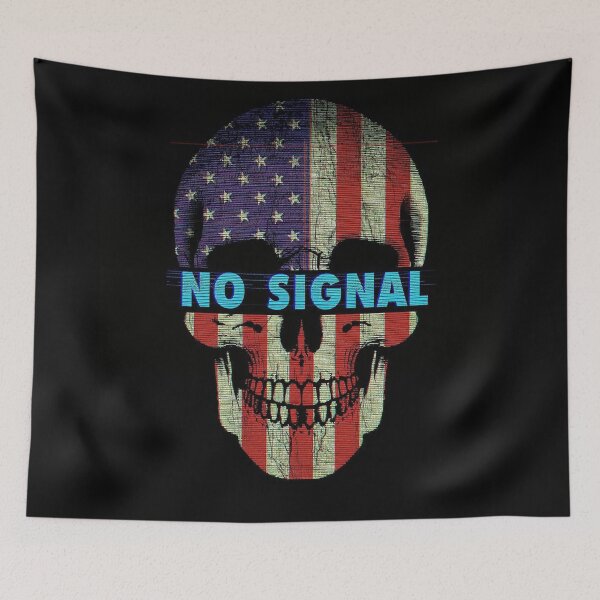Item preview, No Signal USA – Vintage CRT Skull American Flag Retro Streetwear Graphic Tee designed and sold by Dhenin Studio.