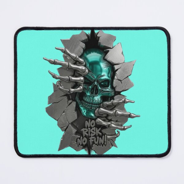 Item preview, Metallic Cgreen Skull Burst - "No Risk No Fun" 3D Iron Grey Art designed and sold by Sticker Art Shop.