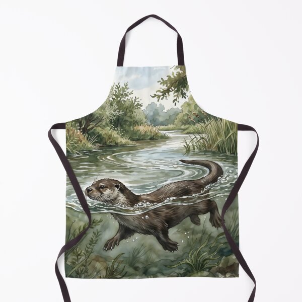 Item preview, River Otter - Swimming Wildlife Lake Illustration designed and sold by RubisLeaf.