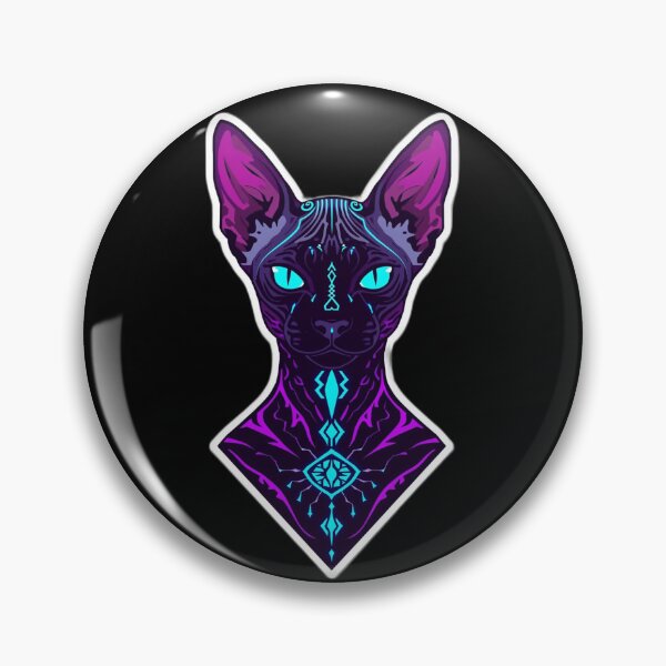 Item preview, Cybernetic Sphynx Cat with Neon Blue Tattoos designed and sold by Quotable Gear.