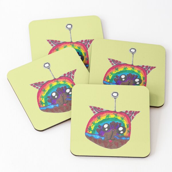 Item preview, Rainbow Cat Head with Antenna designed and sold by nimbfeja.
