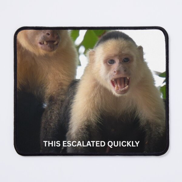 Item preview, This Escalated Quickly Monkey Meme Funny Chaos Sticker Relatable Humor Viral Animal Gift designed and sold by WildFrameNature.
