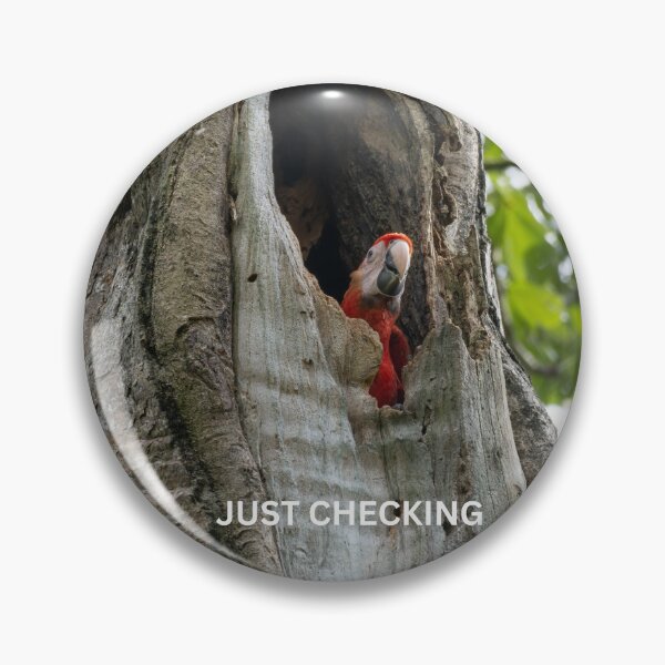 Item preview, Just Checking Parrot Meme Funny Nosy Bird Sticker Scarlet Macaw Tree Humor Gift designed and sold by WildFrameNature.