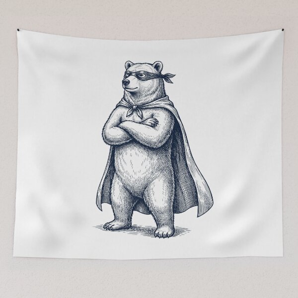Item preview, Vintage Bear Hero Superhero Animal Lover designed and sold by DoodleTortle.