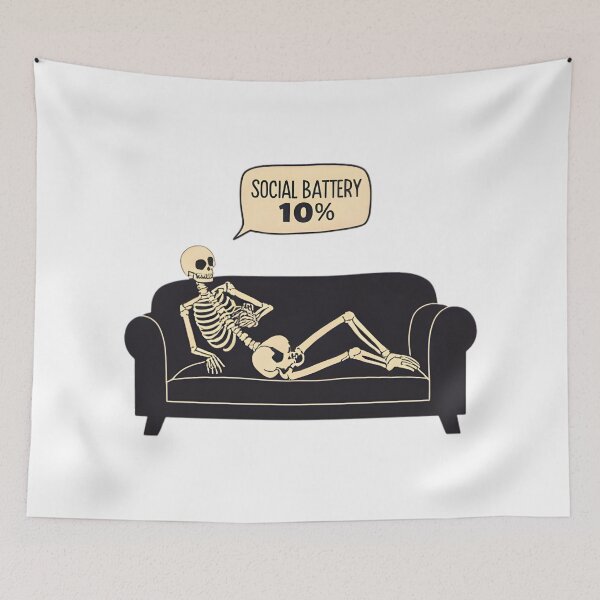 Item preview, Low Social Battery Skeleton – Relatable Introvert Humor designed and sold by Kavya Art.