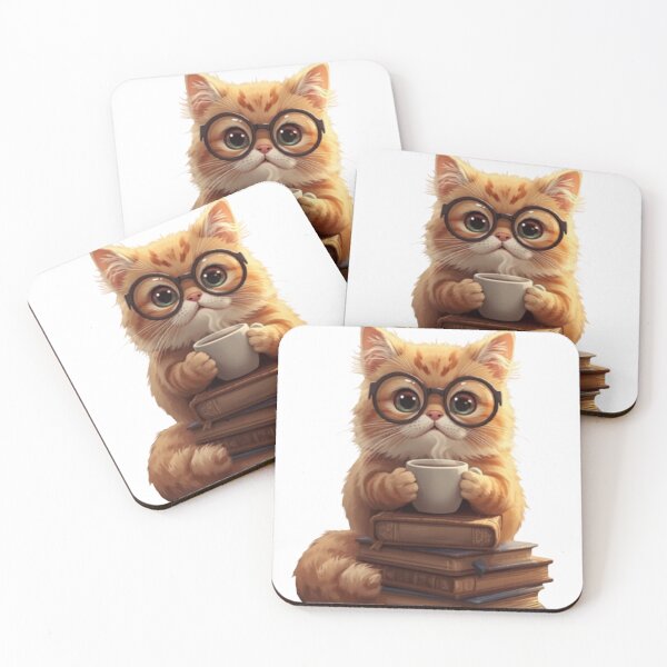 Item preview, Cozy Reading Cat - Cute Academic Kitty with Coffee designed and sold by Timastorart.