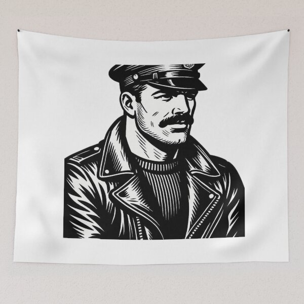 Item preview, Gay Leather Sir Daddy Black & White Art Design designed and sold by ItsAKinkThing.