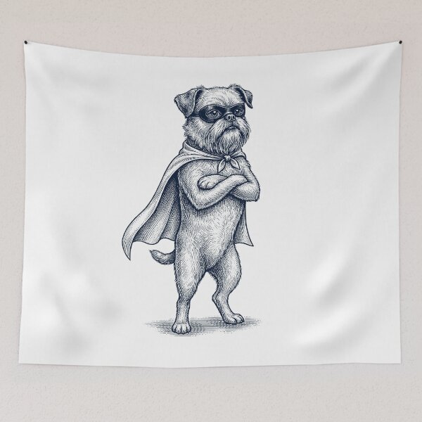 Item preview, Vintage Brussels Griffon Hero Superhero Dog Lover designed and sold by DoodleTortle.