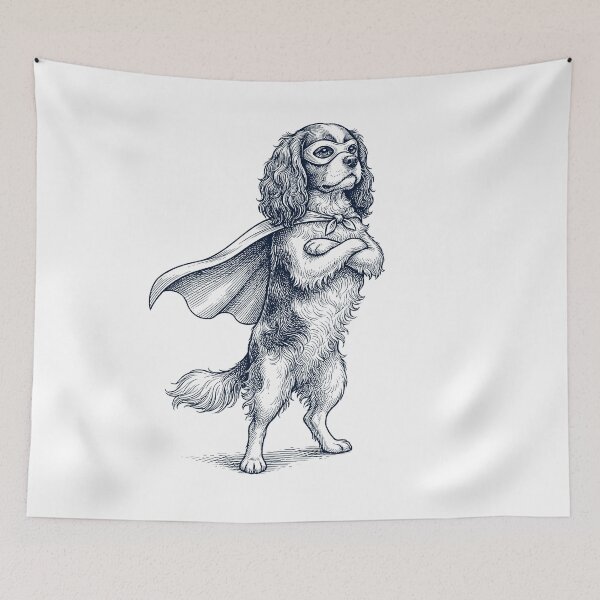 Item preview, Vintage Cavalier King Charles Spaniel Hero Superhero Dog Lover designed and sold by DoodleTortle.