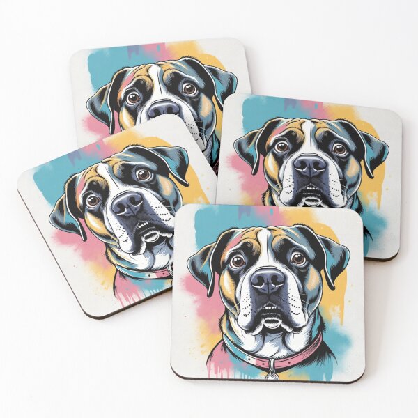 Item preview, Boxer Dog Portrait With Colourful Splatter Background designed and sold by ThreadVibeUK.