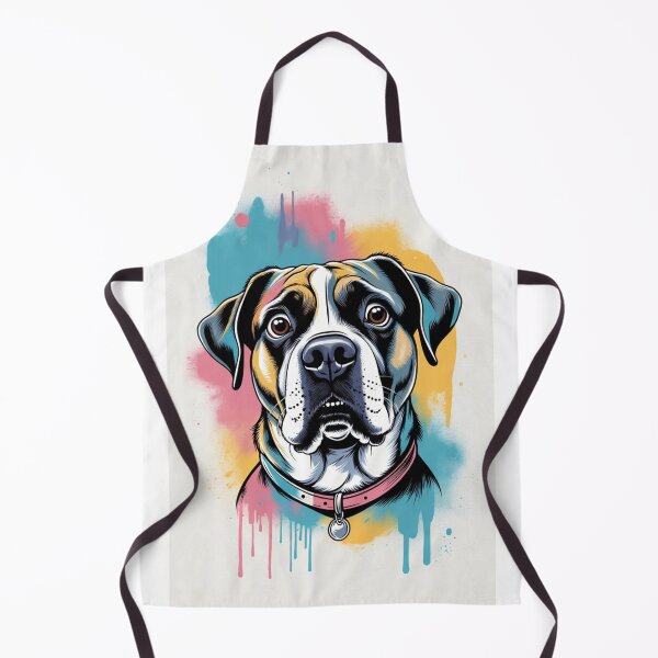 Item preview, Boxer Dog Portrait With Colourful Splatter Background designed and sold by ThreadVibeUK.